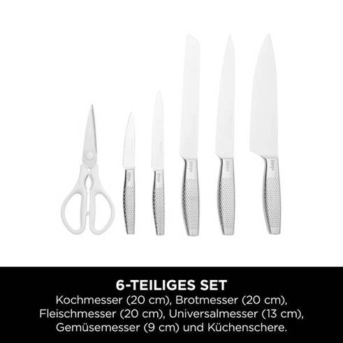 StaySharp Rostfreier Messerblock mit integriertem Schleifer, 6-teiliges Set